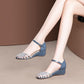 Baotou Wedges Women's Shoes Summer Fashion Trend Mid-heel Shoes with In-band Heightening Hollow Sandals