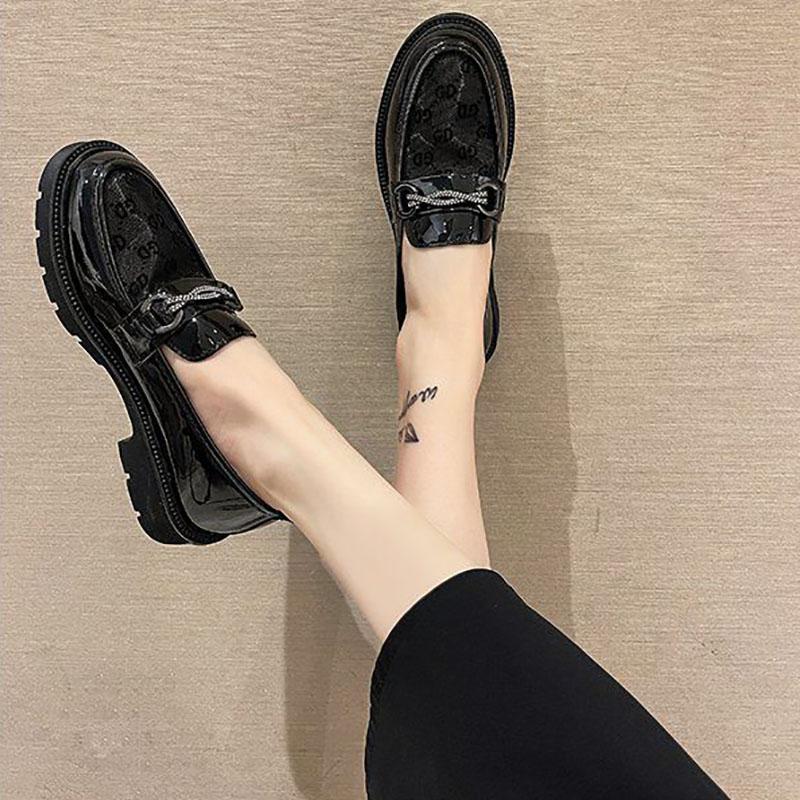Women's British Style Leather Shoes Summer Thin Breathable Mesh Women's Single Shoes One-step Loafers