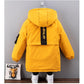 Boys Plus Fleece Padded Jacket Autumn and Winter Quilted Big Boy Handsome Mid-length Cotton Coat Children's Warm Windbreaker Jackets