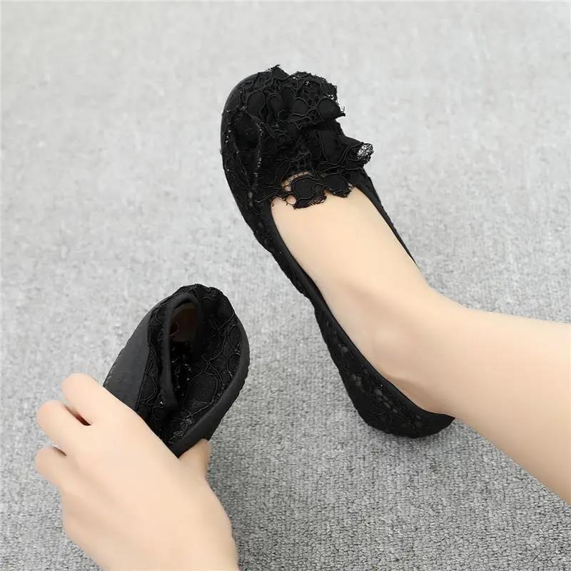 Fisherman's Shoes Flat Cloth Shoes Women's Soft-soled Maternity Shoes Summer Breathable Lace Hollow Beanie Women's Shoes Mesh Shoes