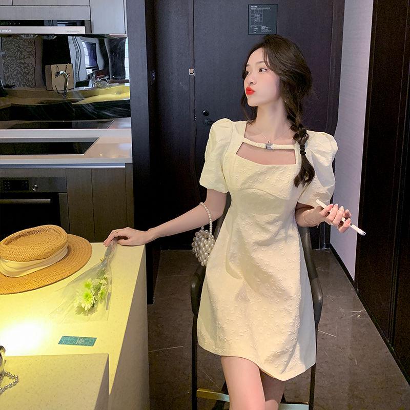 French Sweet Puff Sleeve Princess Dress Ladies Summer Style Small Short Sleeve Dress