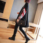 Vintage Printed Knitted Sweater Women Loose Bottoming Sweater Autumn and Winter Asymmetric Pullover Sweater