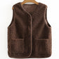 Faux Lamb Fleece Waistcoat Vest Jacket Women's Short Autumn and Winter New Style Loose Waistcoat To Keep Warm and Soft