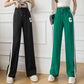 Color Matching Drape Wide-leg Pants Female Summer Korean Version Loose and Thin Ice Silk Straight Sports Casual Pants
