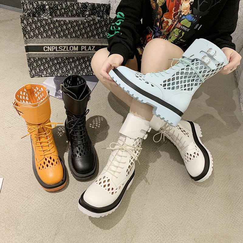 Chimney Boots Candy Color Women's Shoes Hollow Hole Cool Boots Motorcycle Boots Martin Boots Thick Bottom