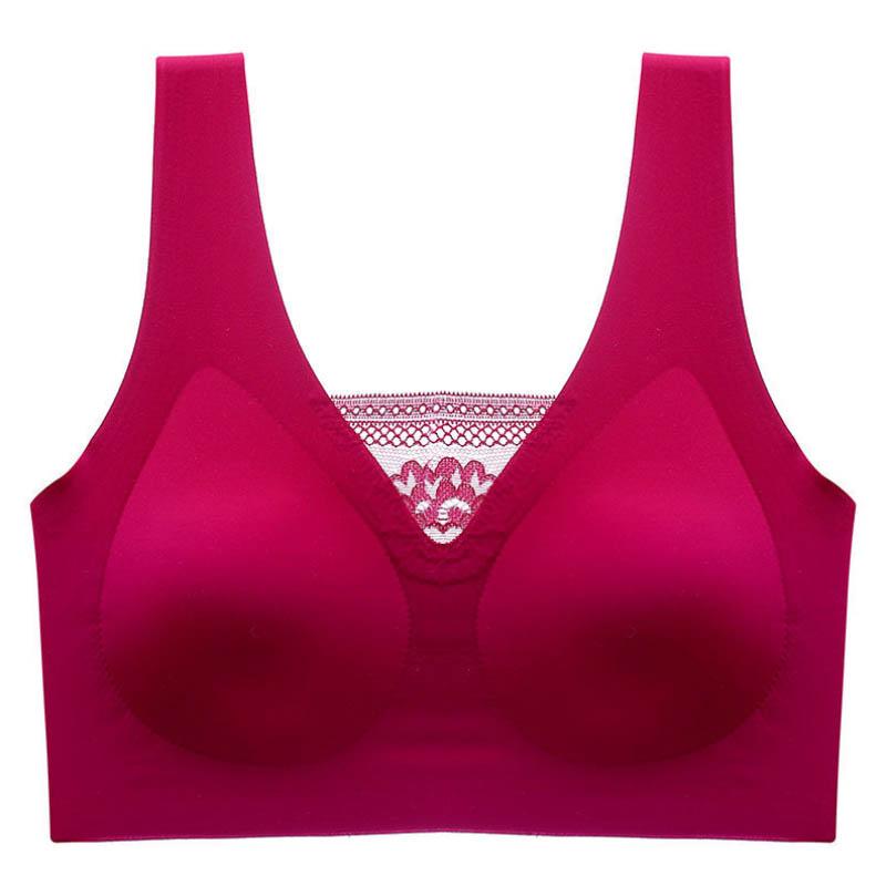 Latex Seamless Underwear Gathers Anti-sagging Breasts Top Support Sexy No Steel Ring Bra Lace Shockproof Comfortable Sports Bra