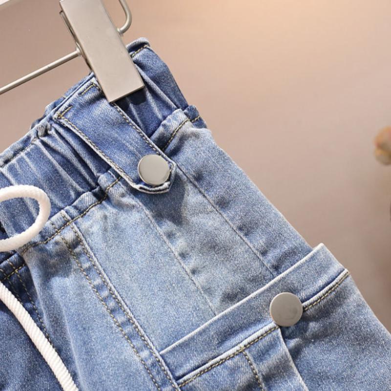 Large Size Cropped Jeans Women's Shorts Summer Thin Section Was Thin Elastic Waist Fat Sister Loose Harem Pants