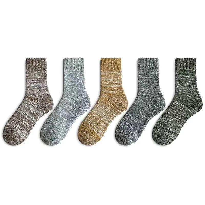 Thicken Tube Socks Men's Fashion Printing Plus Velvet Towel Socks Warm Winter Deodorant Cotton Socks