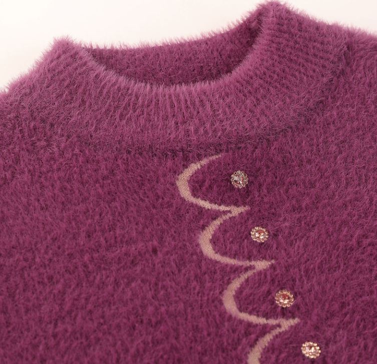Winter Women's Mink Fleece Half Turtleneck Sweater Solid Color Short Sweater Loose Large Size Outer Sweater