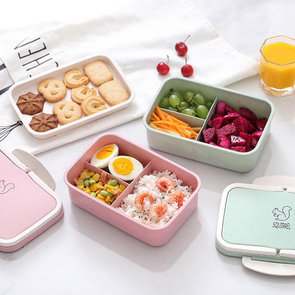 Lunch Box Portable Wheat Straw Picnic Microwave Bento Food Storage Container