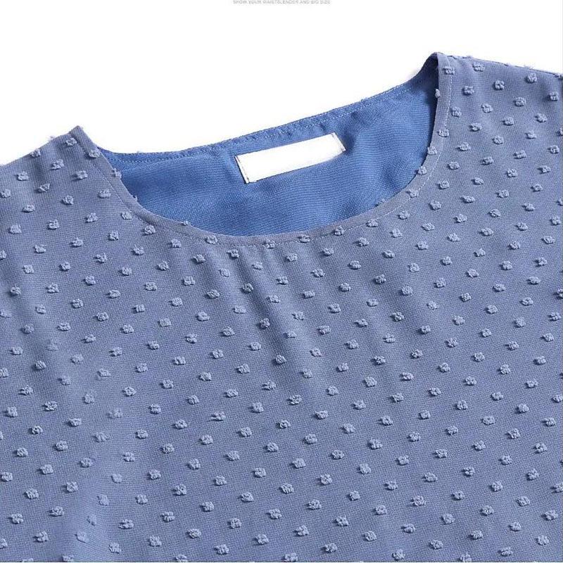 Women's Summer Mid-sleeve Mid-length Lace Shirt Round Neck Large Size Loose T-shirt