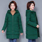 Winter Down Jacket Fashion Solid Color Hooded Parka Coat Thick and Warm Mid-length Down Cotton Jacket for Women