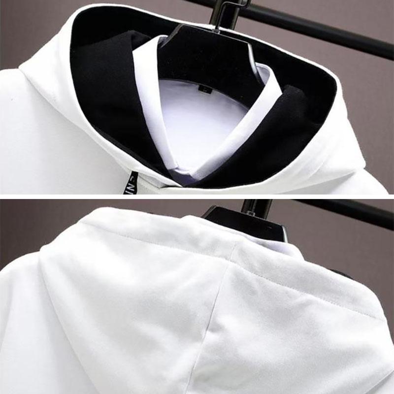 Spring Men Sports Suit Casual Hooded Pullover Thin Fleece Sportswear All-match Clothes for Teenage Students