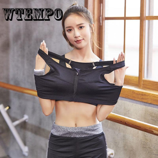 Front Zipper No Rims Sports Underwear Running Yoga Fitness Bra
