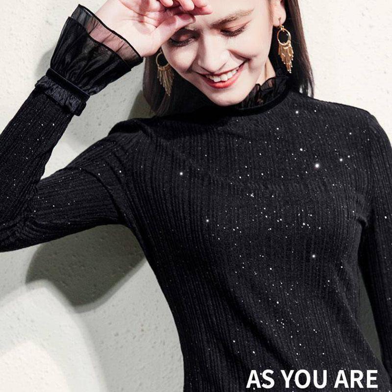 Pofulove Women Plus Velvet Turtleneck Sweater Autumn Winter Long-sleeve Slim  Bottoming  Sweater Plus Size Knit Pullover Jumper