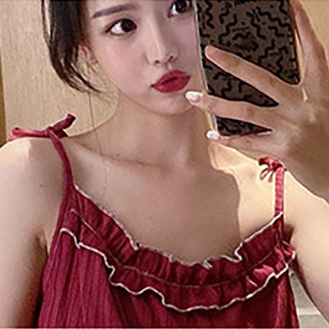 Fashion Cotton Strap Dress Summer Plus Size Sexy Sleeveless Dress Women Pleated Ruffle Dress