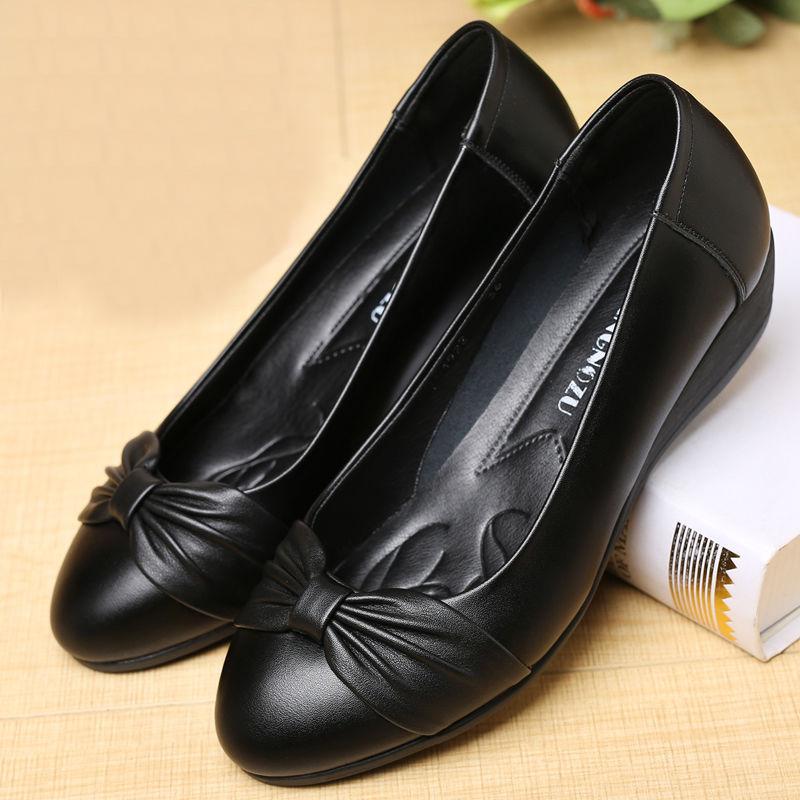 Office Shoes Women Wedges Heels Patent Leather Black Shoes Work Ladies Shoes Fashion Designer Elegant Slip on Zapatos