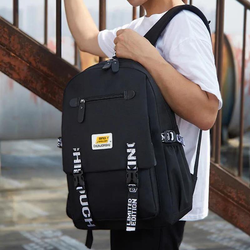 Backpack Men's Large-capacity Fashion Trend Cover Oxford Cloth Backpack Junior High School Student School Bag