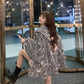 Starry Sky Hooded Zipper Jacket Women's Loose Short Glossy Jacket Regular Jacket Women's Spring and Autumn Seasons