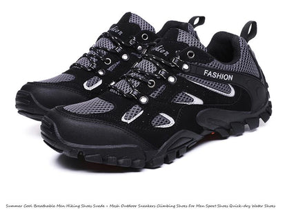 Summer Cool Breathable Men Hiking Shoes Suede Mesh Outdoor Sneakers Climbing Shoes Men Sport Shoes