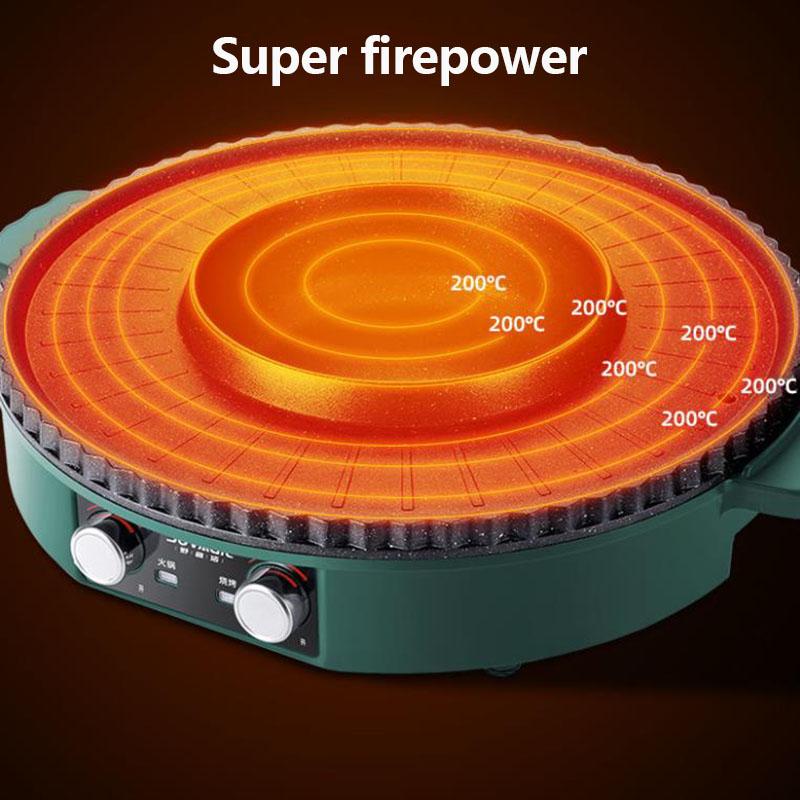 2200W Heat Pot BBC All-in-one Machine Electric Baking Pan Flat Frying Pan Multi-purpose Small Heat Pot for Family