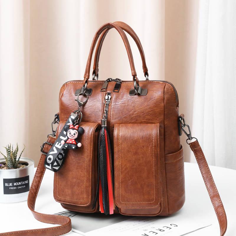 Header Layer Leather Shoulder Bag Wild Fashion Shoulder Diagonal Bag Three-use Bag Soft Skin Multi-use Bag Messenger Bag