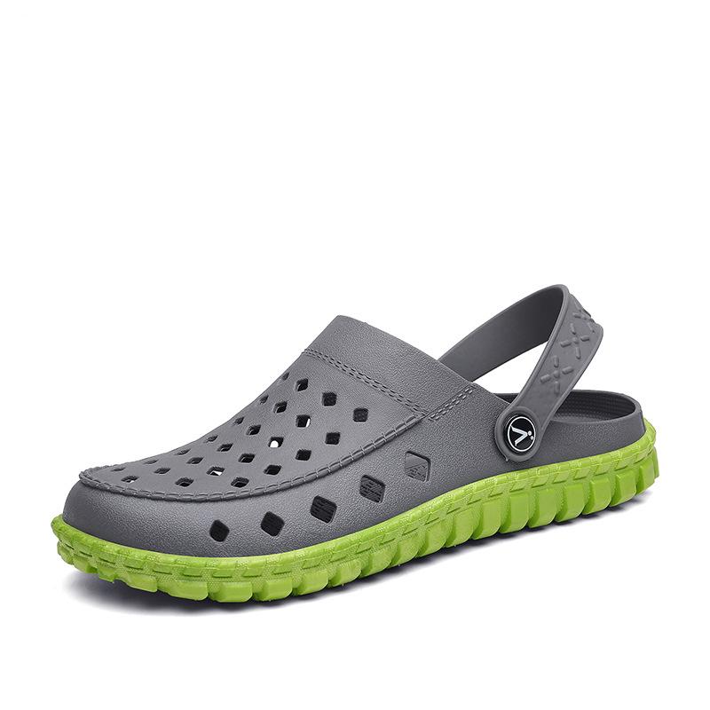 summer slippers men's outdoor sandals PVC hollow large size wading beach hole shoes