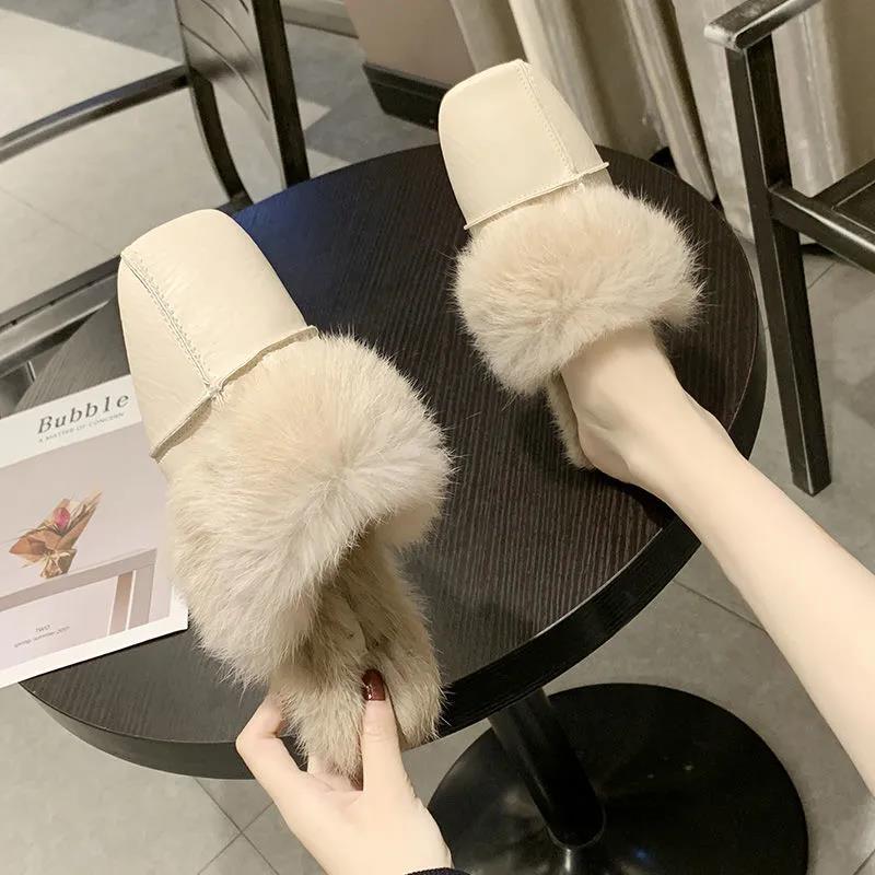 Artificial Plush Cotton Slippers Full Design Flat Shoes Warm Autumn and Winter Casual Shoes