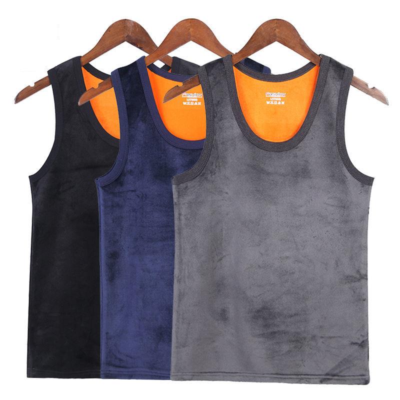 Men Winter Autumn Plus Velvet Thicken Thermal Vest Tight High Elasticity Wearable Comfortable Versatile Soft Lining O-neck Spring Clothes Breathable