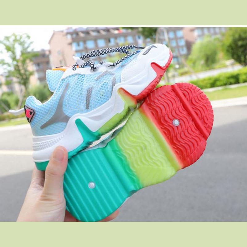 Rainbow Children's Shoes Girls Sports Shoes Spring  Summer Boys Running Shoes Breathable Deodorant Student Casual Shoes