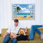[Wall sticker ]3d Fake Windows Mediterranean Scenery Art Home Decoration Wall Stickers Living Room S