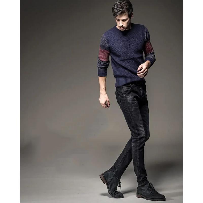 Men's Autumn and Winter Korean Style Stretch Casual Long Pants Denim Long Trousers Men's Bussiness Casual Solid Black Jeans Male Outdoor Slim Pants