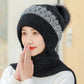 Winter Women's Scarf Hat One-piece Korean Fashion Warm Wool Knitted Hat One-piece Bib Plus Velvet Thick Windproof Bib Hat