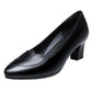 Women Mid Square Heel Shoes Pumps Black PU Office Lady Shoes Spring Non Slip Fashion Mother Oxford Shoes