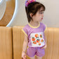Girl's Western Style Fruit Suit Middle and Small Children Sports Fashion Casual Short-sleeved Shorts Two-piece Sui