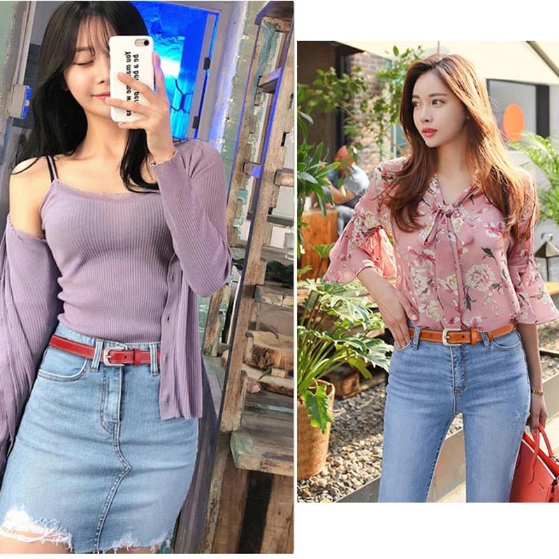 Women's Belts Leather Belts Female Students Korean Thin Belts Decorative Skirt Belts Jeans Belts Black Belts