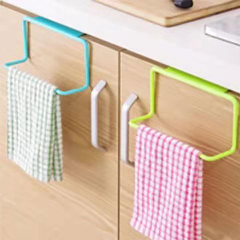 4Pcs Towel Rack Cabinet Door Back Type Single Rod Plastic Rag Rack Drawer Hanging Towel Bar Holder Racks