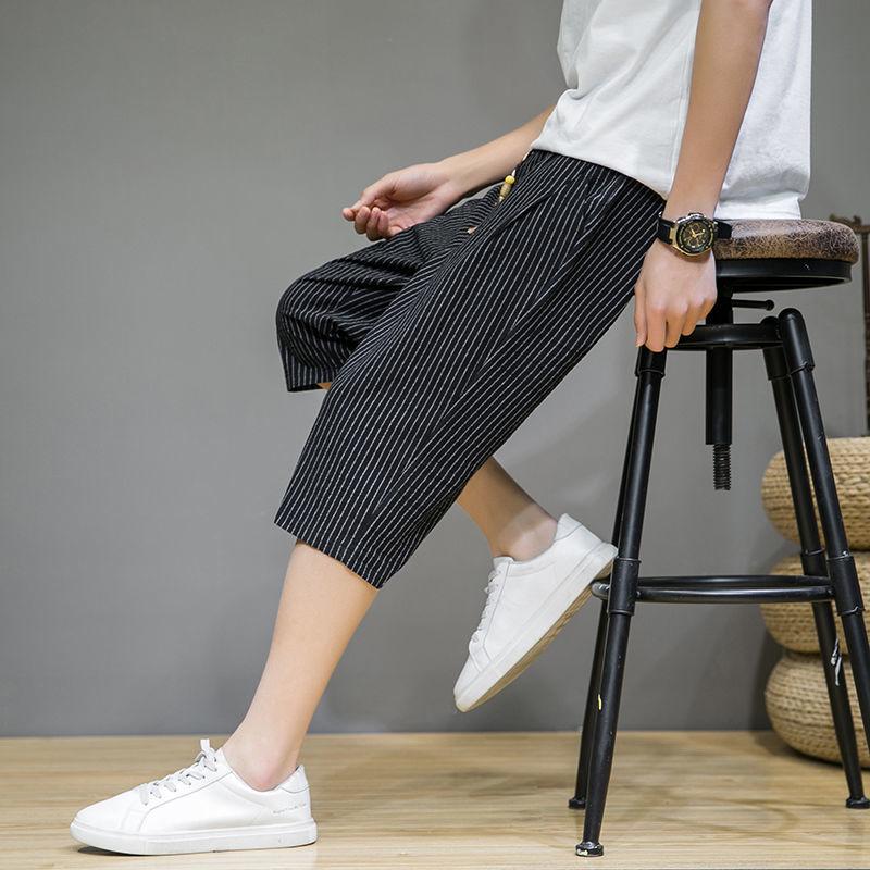 Men's Summer Thin Cropped Pants Wear Beach Pants Casual Sports Shorts
