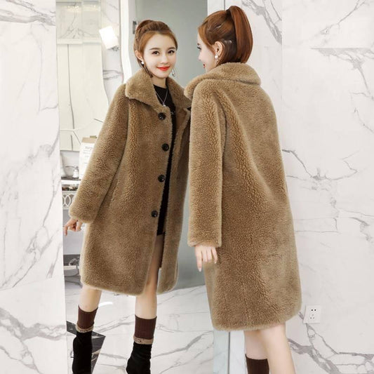 Faux Fur Coat Women Winter White Jacket Coat Female Plus Size Warm Long Casual Outerwear Overcoat
