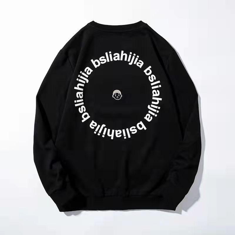 Sweatshirt Men's Autumn and Winter Plus Velvet Thick Printing Round Neck T-shirt Pullover Jacket
