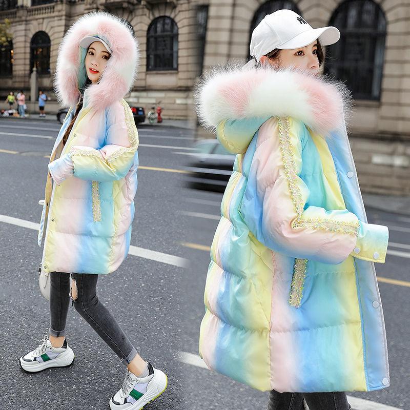 Down Padded Jacket Women's Mid-length Winter Fashion Trend Loose Warmth Thick Padded Jacket