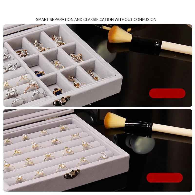 Jewelry Storage Box Portable Small Delicate Multi-layer Antioxidant with Lock Hand Jewelry Necklace Earring Box