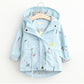 Autumn Children Outwear Casual Embroidery Floral Girls Jackets and Coat Slim Hooded Jakcets f
