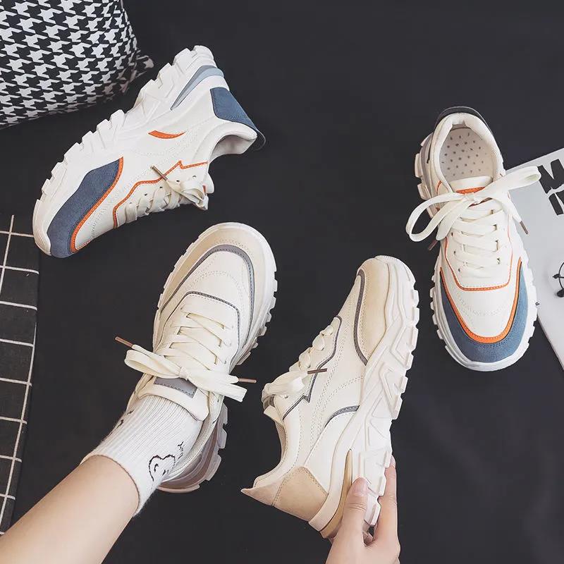 Sports Shoes Female Breathable Dad Wild Casual Light Running Student White Shoes Ins Tide
