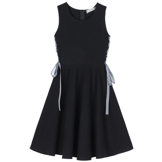 Female Little Fresh Simple Elegant Black Dress High Waist Sleeveless Short Base Strap Elegant Dress