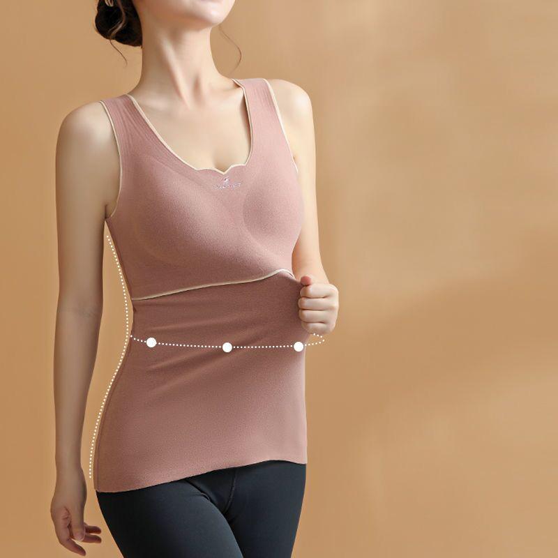 Undershirt Women Thermal Vest Tank Tops Women Winter Warm Lingerie Padded Crop Top Black Plus Size Singlet Strap Camis Sleep Bra