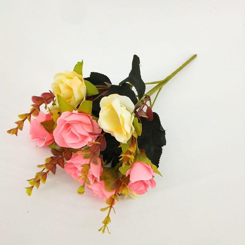 Single Fake Flower Simulation Bouquet Rose Flower Dried Flower Silk Flower Cloth Flower Plastic Flower Small Bunch Cloth Decoration Flower Arrangement