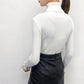 Turtleneck Women's Sweater Fashion Korean Loose Pullover Knit Bottoming Shirt Plus Velvet Pullover Beige Sweater Tops