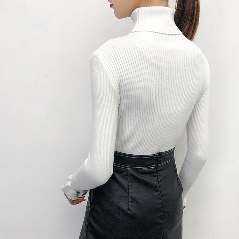 Turtleneck Women's Sweater Fashion Korean Loose Pullover Knit Bottoming Shirt Plus Velvet Pullover Beige Sweater Tops