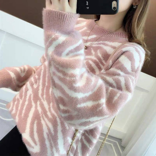 Women Mohair Skin-friendly Sweater Long Sleeve Half Turtleneck Hairy Bottom Knit Top Shirt